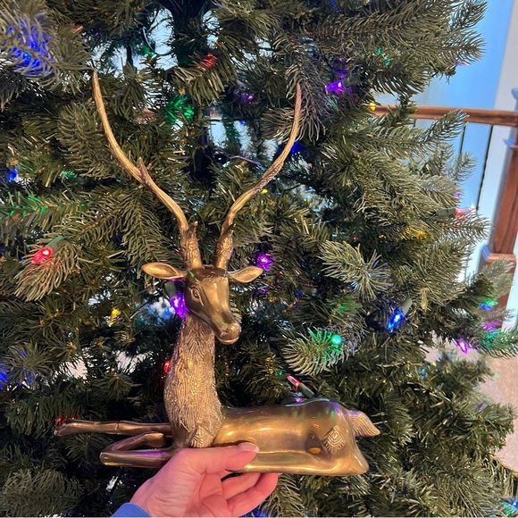Vintage Holiday Large Brass Reindeer - Picture 12 of 12